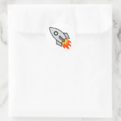 Cartoon Rocket Ship Ronde Sticker (Tas)