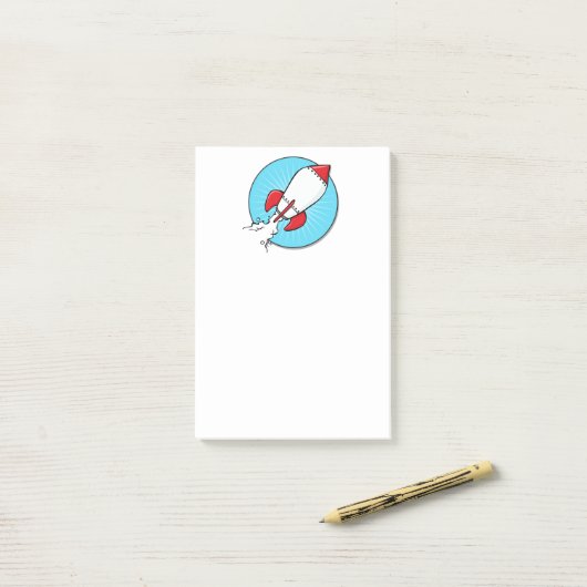 Cartoon RocketShip-ontwerp Post-it® Notes (Op bureau)