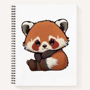 Cartoon rode panda illustratie notitieboek