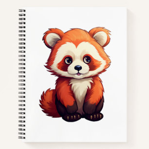 Cartoon rode panda illustratie notitieboek