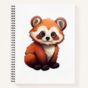 Cartoon rode panda illustratie notitieboek