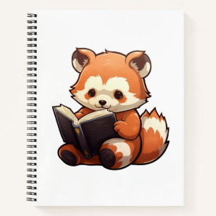 Cartoon rode panda illustratie notitieboek