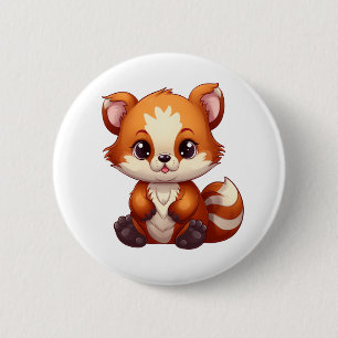 Cartoon rode panda illustratie ronde button 5,7 cm