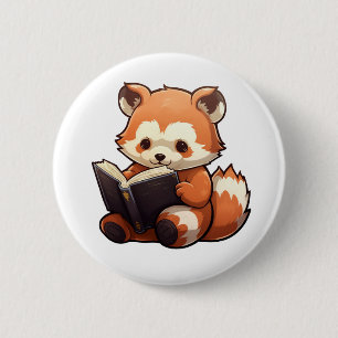 Cartoon rode panda illustratie ronde button 5,7 cm