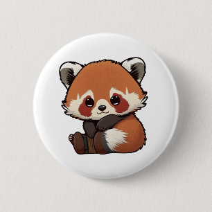 Cartoon rode panda illustratie ronde button 5,7 cm
