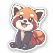 Cartoon rode panda sticker (Voorkant)