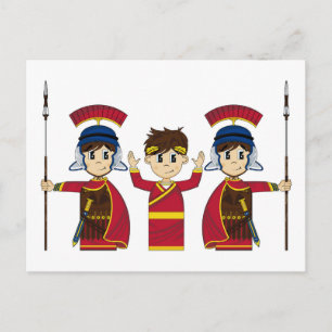 Cartoon Roman Emperor en Soldaten Briefkaart