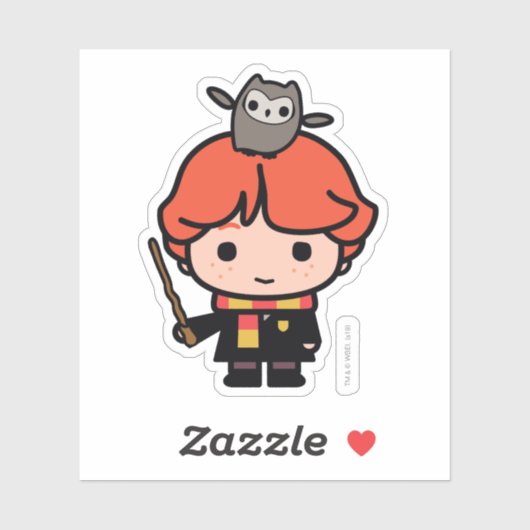 Cartoon Ron Weasley en Pigwidgeon Sticker (Vel)
