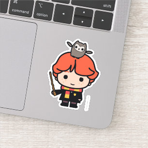 Cartoon Ron Weasley en Pigwidgeon Sticker