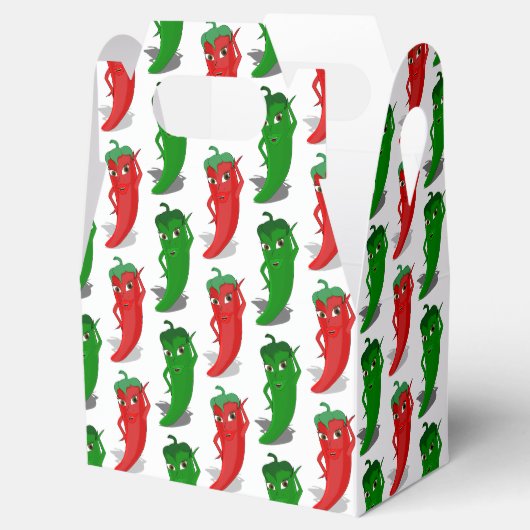 Cartoon rood en groen epper divas bedankdoosjes (Geopend)