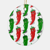 Cartoon rood en groen epper divas keramisch ornament (Links)