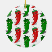 Cartoon rood en groen epper divas keramisch ornament (Achterkant)