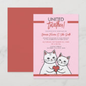 Cartoon rood & wit grillige katten bruiloft kaart (Voorkant / Achterkant)