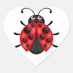 Cartoon rood zwart lieveheersbeestje Sticker velle