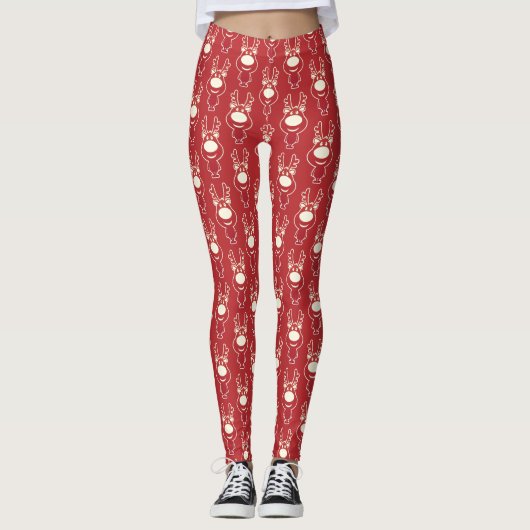 Cartoon Roodpatroon Leggings (Voorkant)