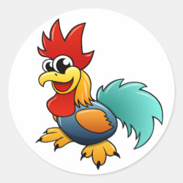 Cartoon Rooster Ronde Sticker
