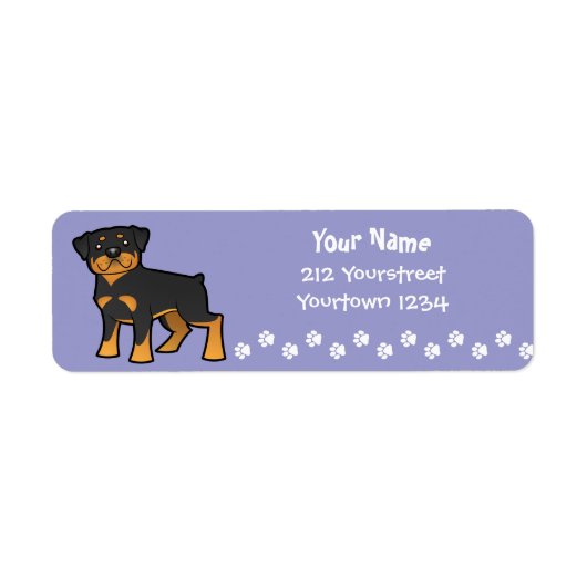 Cartoon Rottweiler Etiket (Voorkant)