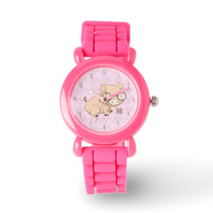 Cartoon Roze Chinees Jaar van de Varkens Horloge
