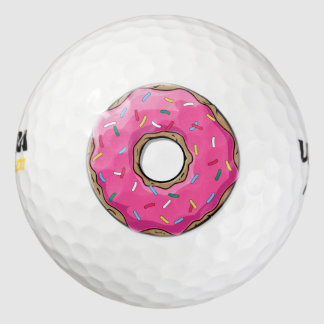 Cartoon roze donut met sprinken golfballen
