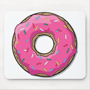 Cartoon roze donut met sprinken muismat