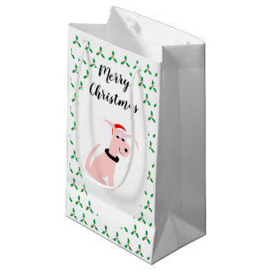 Cartoon roze hond Cheeky Dog Kerstmis Klein Cadeauzakje
