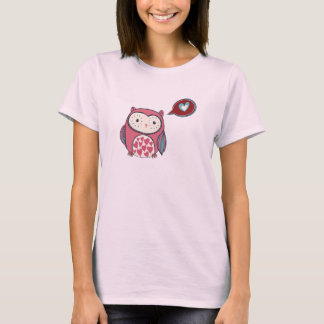 Cartoon Roze Love Owl T-shirt