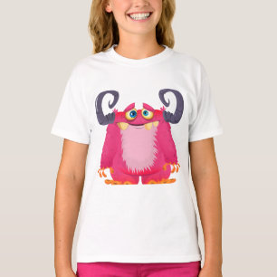Cartoon Roze Monster Meisje T-shirt