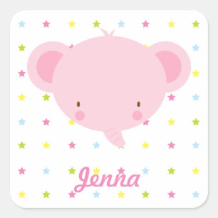 Cartoon Roze Olifant Stickers