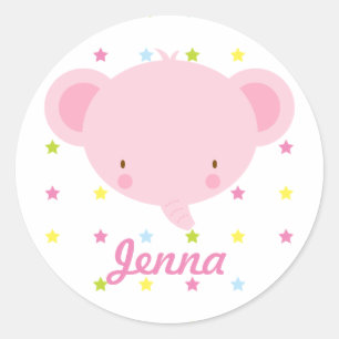 Cartoon Roze Olifant Stickers