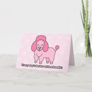 Cartoon Roze Poedel Wenskaart Kaart