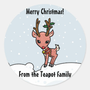 Cartoon Rudolf aanpassen Kerst sticker