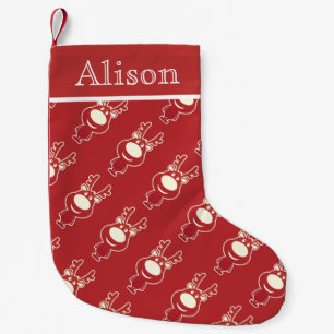 Cartoon Rudolph Red Pattern gepersonaliseerd Kleine Kerstsok