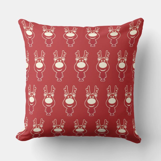 Cartoon Rudolph Red Pattern Kussen (Voorkant)