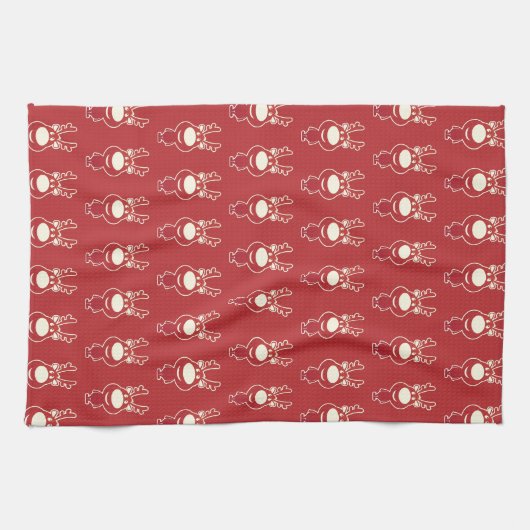 Cartoon Rudolph Red Pattern Theedoek (Horizontaal)
