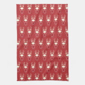 Cartoon Rudolph Red Pattern Theedoek (Verticaal)