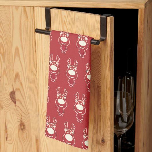 Cartoon Rudolph Red Pattern Theedoek (Derde Gevouwen)