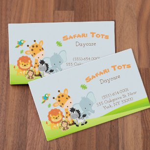 Cartoon Safari Animal Daycare Chilcare Visitekaartje