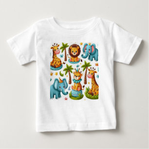 Cartoon Safari Animaux Baby T-shirt