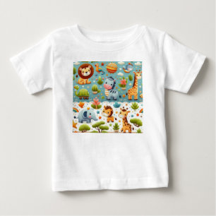 Cartoon Safari Dieren Baby T-shirt