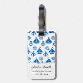 Cartoon Sail Boat Pattern Bagagelabel (Achterkant verticaal)