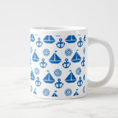 Cartoon Sail Boat Pattern Extra Grote Mok (Rechts)