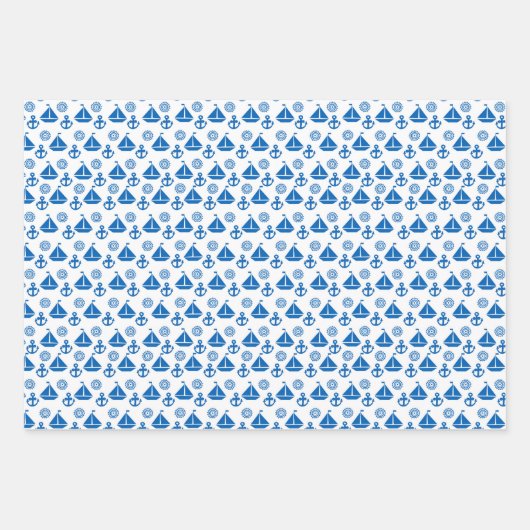 Cartoon Sail Boat Pattern Inpakpapier Vel (Voorkant 2)