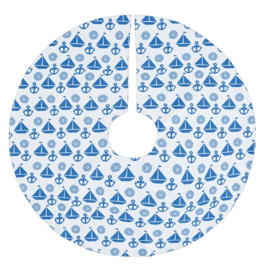 Cartoon Sail Boat Pattern Kerstboom Rok (Voorkant)