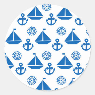 Cartoon Sail Boat Pattern Ronde Sticker