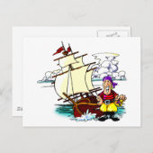 Cartoon Sailing Ship Briefkaart (Voorkant / Achterkant)