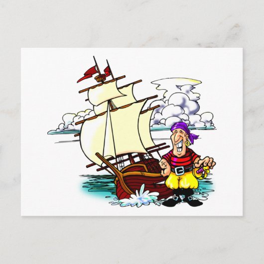 Cartoon Sailing Ship Briefkaart (Voorkant)
