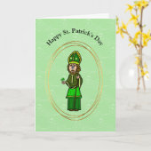 Cartoon Saint Patrick Customize Card Kaart (Gele Bloem)