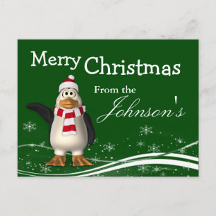 Cartoon Santa Claus Penguin kerstcadeautje Feestdagenkaart
