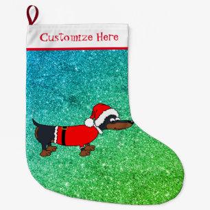 Cartoon Santa Dachshund Design Kerstmis stoppen Grote Kerstsok