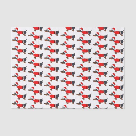 Cartoon Santa Dachshund Dog-kerstpapier Tissuepapier (Voorkant)